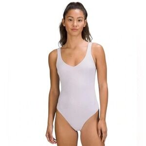 NWT Lululemon Align Bodysuit Women's 2 Purple Thong Built In Bra Tank Top Snap